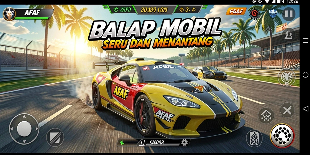 Screenshot gameplay AFAF menunjukkan balapan yang mengasyikkan.