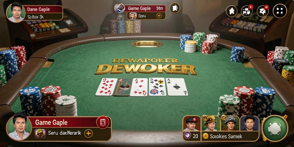 Tampilan seru gameplay Gaple di DEWAPOKER.