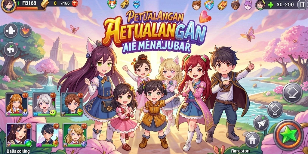 Gameplay FB168 menampilkan karakter anime yang dinamis dan aksi seru.