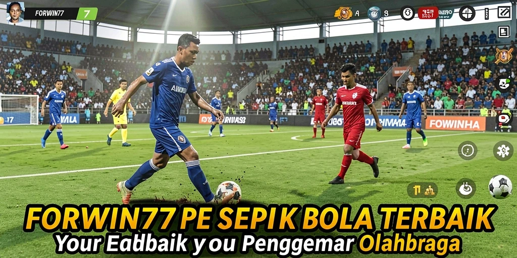 Tampilan gameplay <strong>FORWIN77</strong> yang menakjubkan di lapangan sepak bola.