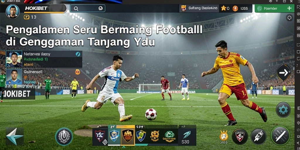 Screenshot HOKIBET menampilkan aksi seru dalam pertandingan sepak bola.
