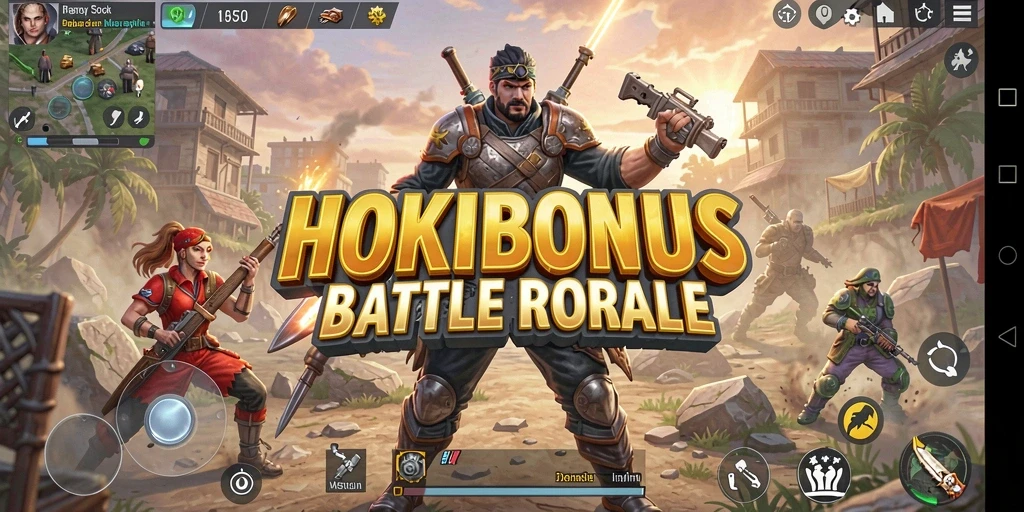 Screenshot gameplay HOKIBONUS dengan aksi Battle Royale yang intens.