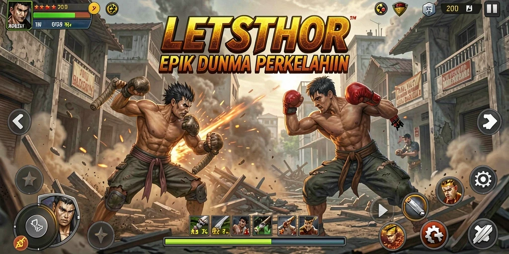 Gameplay LETSTHOR yang mendebarkan dan karakter unik dalam pertarungan.