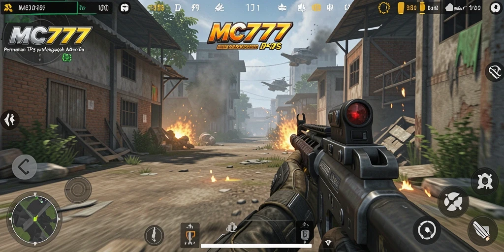 Tampilan gameplay seru di MC777 dengan aksi TPS yang mendebarkan.