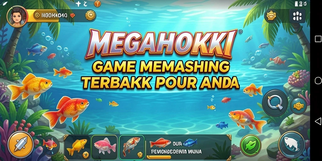 Tampilan gameplay MEGAHOKI dengan aksi memancing yang menegangkan.