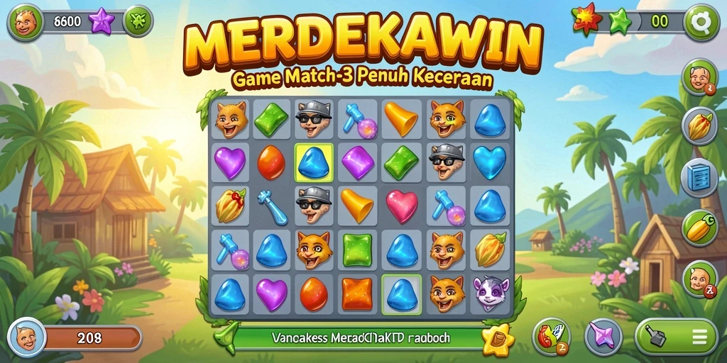 Gameplay seru MERDEKAWIN dengan tantangan Match-3 yang menarik.