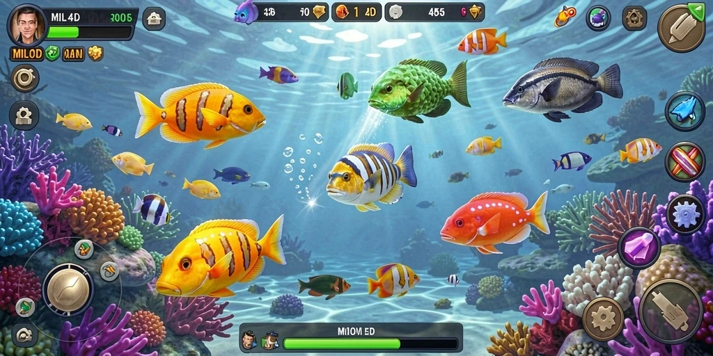 Gameplay seru Tembak Ikan di MILO4D dengan berbagai ikan menarik.