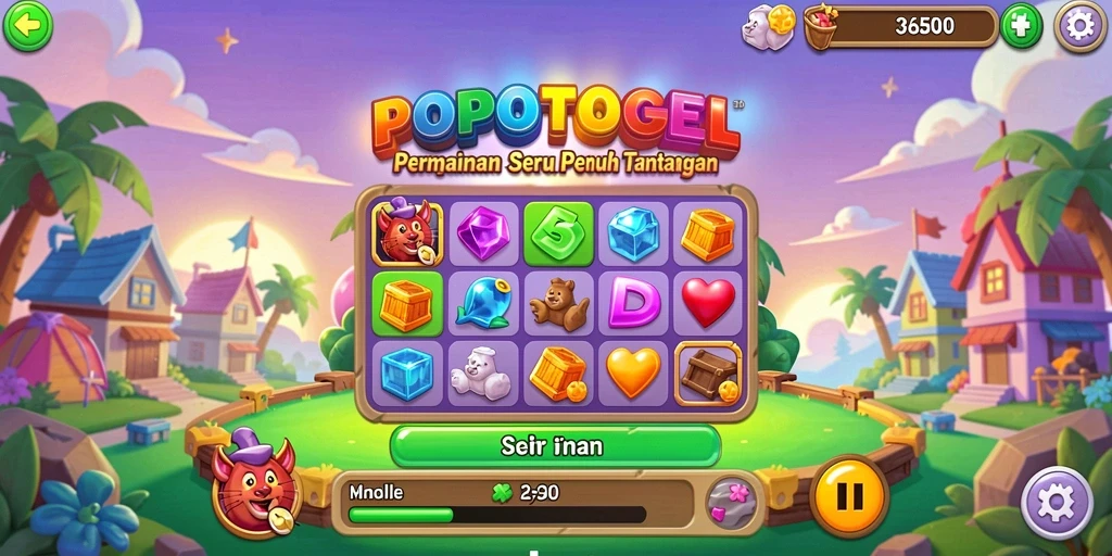 Tangkapan layar dari gameplay POPOTOGEL yang menampilkan tantangan Match-3.