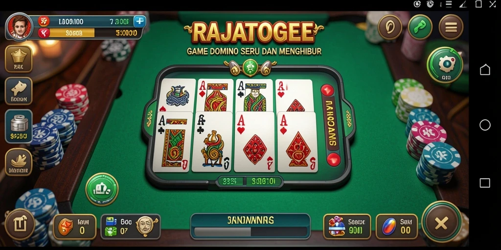 Tampilan screenshot utama RAJATOGEL menampilkan aksi seru permainan Domino.