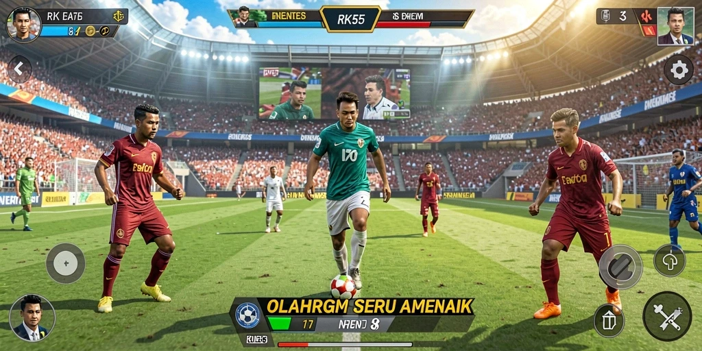 Tampilan gameplay RK55 yang menarik dengan informasi olahraga terkini.